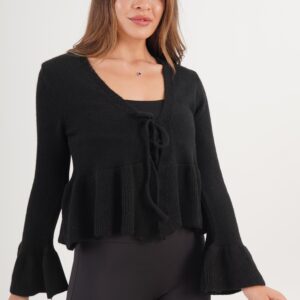 Cardigan With Bell Sleeves And Tie Closure - Brand: Lustrin - Women & Kids, Baby Clothes Wholesale - TheBS Women