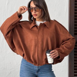 Brown Casual Oversized Overshirt Jacket - Brand: Topshow - Women & Kids, Baby Clothes Wholesale - TheBS Women