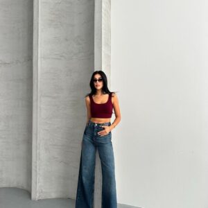Blue Palazzo Wide Leg High Waist Buttoned Jeans - Brand: My Jest Fashion - Women & Kids, Baby Clothes Wholesale - TheBS Women