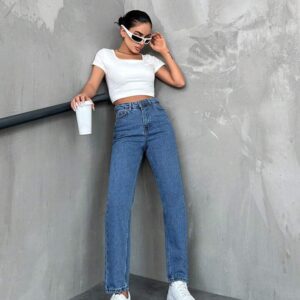 Mom Jeans High Waist Straight Leg Buttoned - Brand: My Jest Fashion - Women & Kids, Baby Clothes Wholesale - TheBS Women