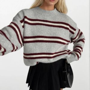 Striped Oversized Fit Sweater - Brand: Black Fashion - Women & Kids, Baby Clothes Wholesale - TheBS Women