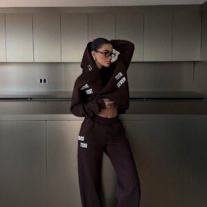 Hooded Neck Tracksuit With Letter Print - Brand: EYYO ATELIER - Women & Kids, Baby Clothes Wholesale - TheBS Women