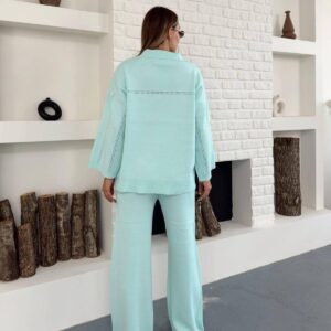 Blue Casual Elegant Set With Palazzo Pants - Brand: My Jest Fashion - Women & Kids, Baby Clothes Wholesale - TheBS Women