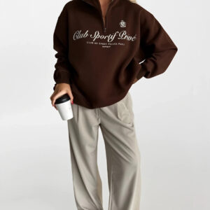 Oversized Fit Sweatshirt With Letter Print - Brand: Black Fashion - Women & Kids, Baby Clothes Wholesale - TheBS Women