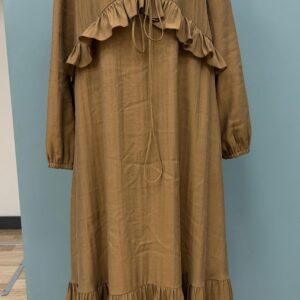 Brown Maxi A-Line Dress With V-Neck & Long Sleeves - Brand: Puane - Women & Kids, Baby Clothes Wholesale - TheBS Women
