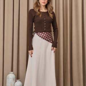 Beige Wrap Maxi Skirt With Polka Dot Tie Closure - Brand: Puane - Women & Kids, Baby Clothes Wholesale - TheBS Women