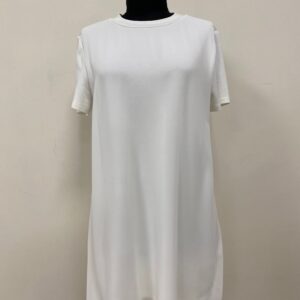 White Casual Modest Tunic With Round Neck - Brand: Puane - Women & Kids, Baby Clothes Wholesale - TheBS Women