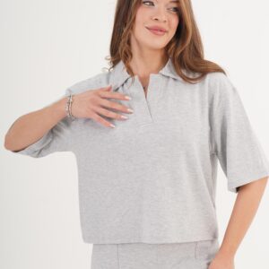 Casual Sport Modest Blouse With Polo Neck - Brand: Lustrin - Women & Kids, Baby Clothes Wholesale - TheBS Women