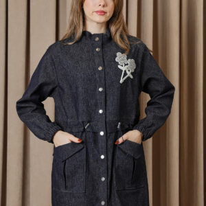 Navy Blue Tunic With Shawl Collar And Snap Closure - Brand: Puane - Women & Kids, Baby Clothes Wholesale - TheBS Women