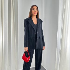 Black Striped Elegant Set For Work & Party - Brand: Elisa - Women & Kids, Baby Clothes Wholesale - TheBS Women