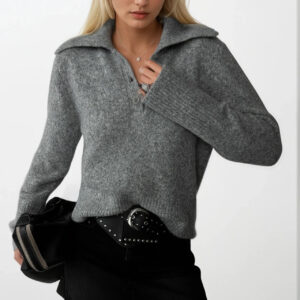 Casual Elegant Sweater With Polo Neck - Brand: Black Fashion - Women & Kids, Baby Clothes Wholesale - TheBS Women