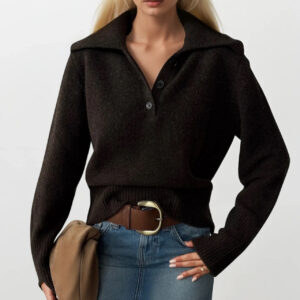 V Neck And Long Sleeve Sweater - Brand: Black Fashion - Women & Kids, Baby Clothes Wholesale - TheBS Women