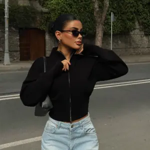 Slim Fit Crop Cardigan Zip Up - Brand: EYYO ATELIER - Women & Kids, Baby Clothes Wholesale - TheBS Women