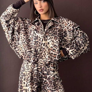Brown Oversized Fit Leopard Print Jacket - Brand: Topshow - Women & Kids, Baby Clothes Wholesale - TheBS Women