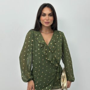 Green Polka Dot Elegant Blouse - Brand: STEPS - Women & Kids, Baby Clothes Wholesale - TheBS Women