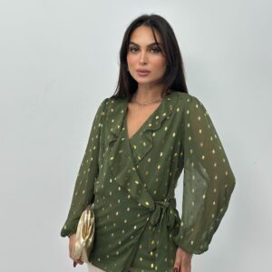 Green Polka Dot Elegant Blouse - Brand: STEPS - Women & Kids, Baby Clothes Wholesale - TheBS Women