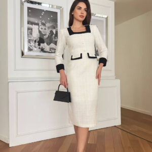 White Elegant Formal Sheath Dress - Brand: Mode Roy - Women & Kids, Baby Clothes Wholesale - TheBS Women