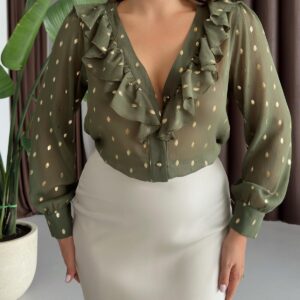 Green Polka Dot Elegant Shirt - Brand: STEPS - Women & Kids, Baby Clothes Wholesale - TheBS Women