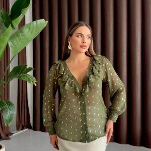 Green Polka Dot Elegant Shirt - Brand: STEPS - Women & Kids, Baby Clothes Wholesale - TheBS Women