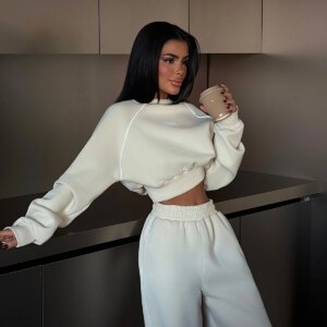 Beige Tracksuit Casual Sport Jogger Set - Brand: EYYO ATELIER - Women & Kids, Baby Clothes Wholesale - TheBS Women