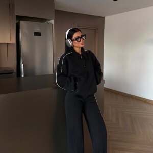 Tracksuit With Polo Neck & Wide Leg Palazzo Pants - Brand: EYYO ATELIER - Women & Kids, Baby Clothes Wholesale - TheBS Women