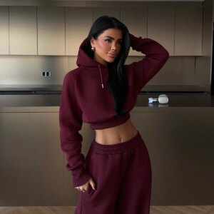 ClaretTracksuit Oversized Jogger With Hooded Neck - Brand: EYYO ATELIER - Women & Kids, Baby Clothes Wholesale - TheBS Women