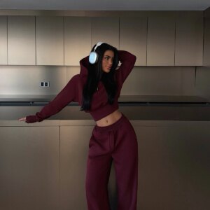 ClaretTracksuit Oversized Jogger With Hooded Neck - Brand: EYYO ATELIER - Women & Kids, Baby Clothes Wholesale - TheBS Women