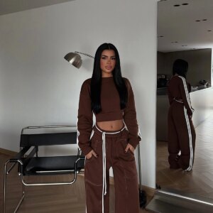 Tracksuit With Striped & Plain Pattern - Brand: EYYO ATELIER - Women & Kids, Baby Clothes Wholesale - TheBS Women