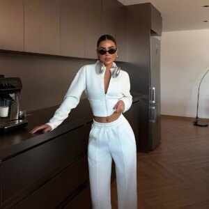 Tracksuit With Hooded Neck And Wide Leg Palazzo Pants - Brand: EYYO ATELIER - Women & Kids, Baby Clothes Wholesale - TheBS Women