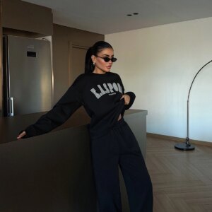 Oversized Fit Tracksuit With Letter Print - Brand: EYYO ATELIER - Women & Kids, Baby Clothes Wholesale - TheBS Women