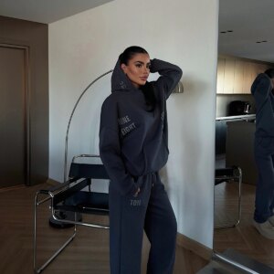 Black Tracksuit With Hooded Neck & Kangaroo Pocket - Brand: EYYO ATELIER - Women & Kids, Baby Clothes Wholesale - TheBS Women