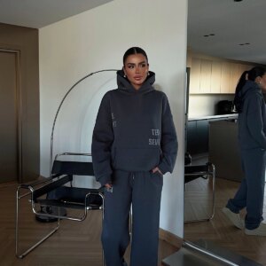 Black Tracksuit With Hooded Neck & Kangaroo Pocket - Brand: EYYO ATELIER - Women & Kids, Baby Clothes Wholesale - TheBS Women