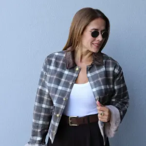 Brown Plaid Shacket Coat With Flap Pockets - Brand: Cream Rouge - Women & Kids, Baby Clothes Wholesale - TheBS Women