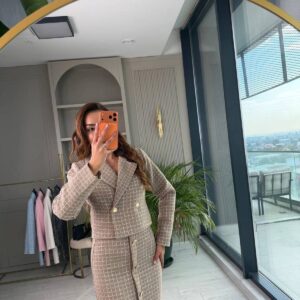 Beige Elegant Checkered Set - Brand: My Jest Fashion - Women & Kids, Baby Clothes Wholesale - TheBS Women