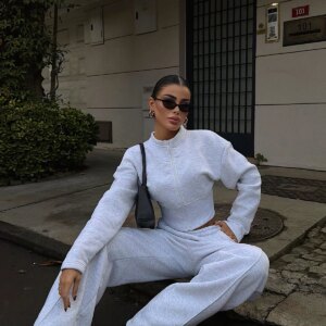 Tracksuit With High Neck And Wide Leg Joggers - Brand: EYYO ATELIER - Women & Kids, Baby Clothes Wholesale - TheBS Women