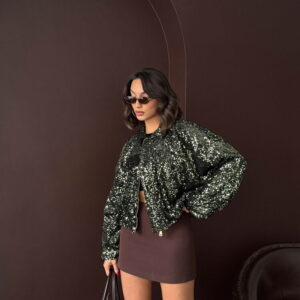 Black Sequined Bomber Jacket - Brand: Topshow - Women & Kids, Baby Clothes Wholesale - TheBS Women