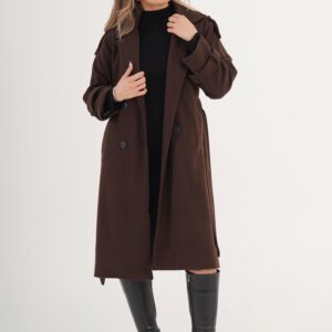 Elegant Double-Breasted Wrapover Coat - Brand: Lustrin - Women & Kids, Baby Clothes Wholesale - TheBS Women