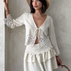 Beige Boho Casual Elegant Modest Shirt - Brand: Topshow - Women & Kids, Baby Clothes Wholesale - TheBS Women