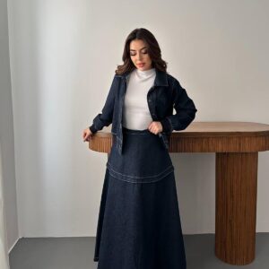 Navy Blue Elegant Casual Set With Maxi A-Line Skirt - Brand: Elisa - Women & Kids, Baby Clothes Wholesale - TheBS Women