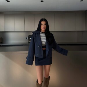 NavyDouble-Breasted Oversized Coat - Brand: EYYO ATELIER - Women & Kids, Baby Clothes Wholesale - TheBS Women