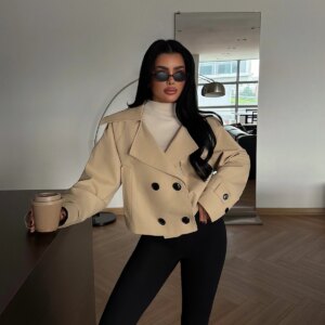 Double-Breasted Casual Elegant Coat - Brand: EYYO ATELIER - Women & Kids, Baby Clothes Wholesale - TheBS Women