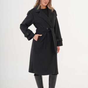 Elegant Double-Breasted Long Coat - Brand: Lustrin - Women & Kids, Baby Clothes Wholesale - TheBS Women