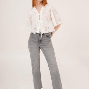 Boho Floral Tie Crop V-Neck Shirt - Brand: Lustrin - Women & Kids, Baby Clothes Wholesale - TheBS Women