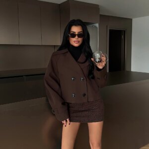 Double-Breasted Oversized Crop Coat - Brand: EYYO ATELIER - Women & Kids, Baby Clothes Wholesale - TheBS Women