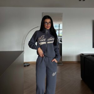 Grey Tracksuit Oversized Jogger With Zip Up Closure - Brand: EYYO ATELIER - Women & Kids, Baby Clothes Wholesale - TheBS Women