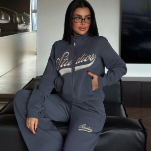 Grey Tracksuit Oversized Jogger With Zip Up Closure - Brand: EYYO ATELIER - Women & Kids, Baby Clothes Wholesale - TheBS Women