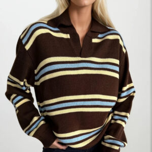 Brown Striped Oversized Fit Sweater - Brand: Black Fashion - Women & Kids, Baby Clothes Wholesale - TheBS Women