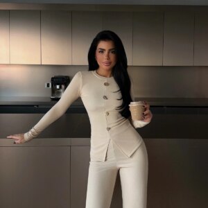 Beige Slim Fit Casual Elegant Suit - Brand: EYYO ATELIER - Women & Kids, Baby Clothes Wholesale - TheBS Women