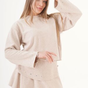 Beige Blouse – Casual Elegant Long Sleeve Regular Fit - Brand: Lustrin - Women & Kids, Baby Clothes Wholesale - TheBS Women