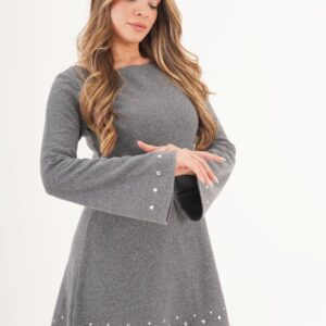 Elegant A-Line Mini Dress With Long Sleeves - Brand: Lustrin - Women & Kids, Baby Clothes Wholesale - TheBS Women